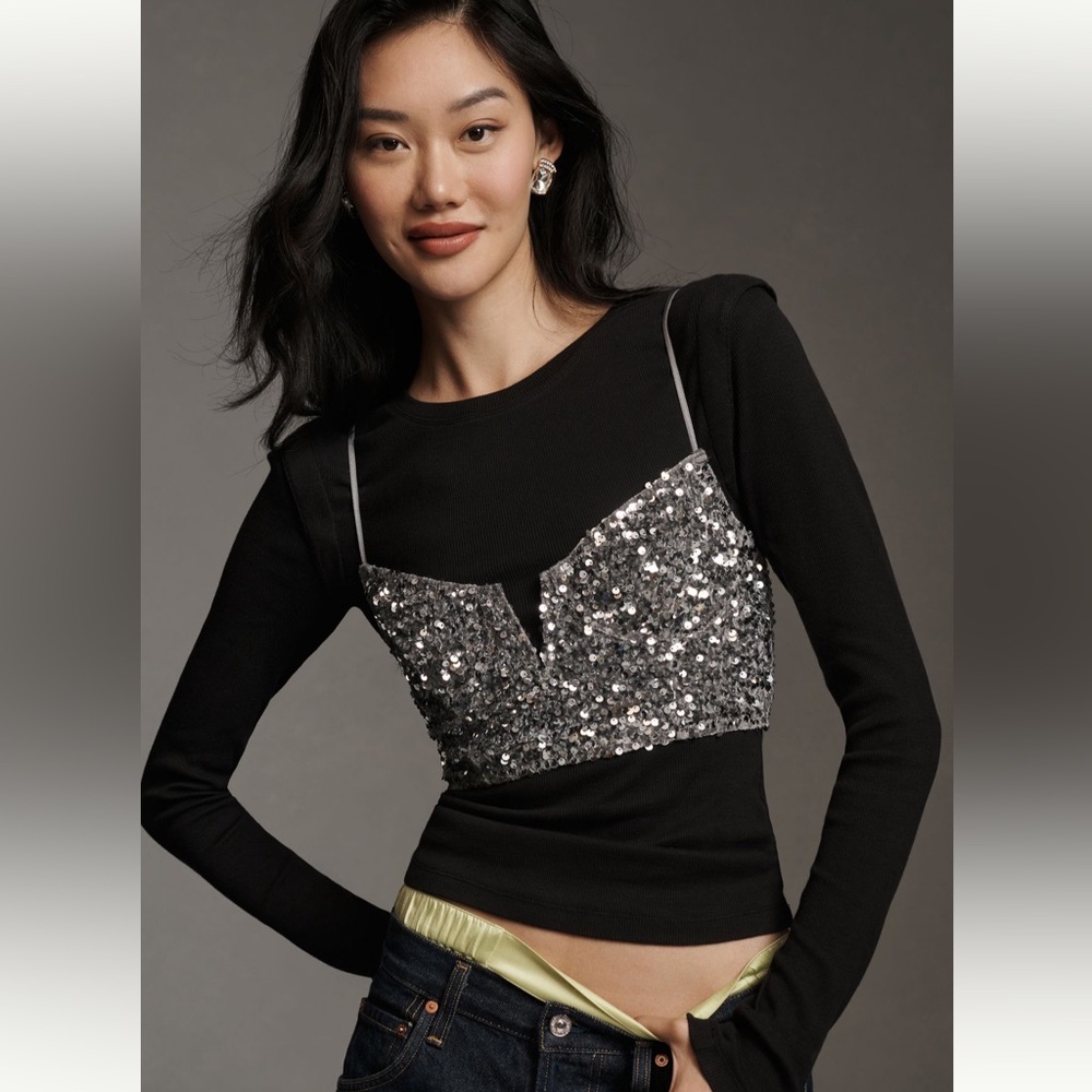 Anthropologie Maeve Long Sleeve Ribbed Top Medium NWT